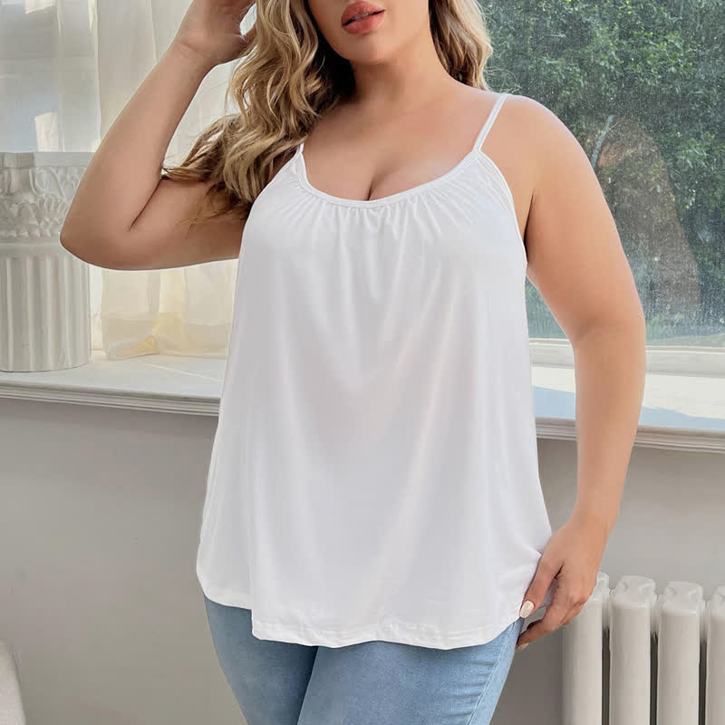 Loose Padded Wireless Cup Camisole - White - 6XL - image 3