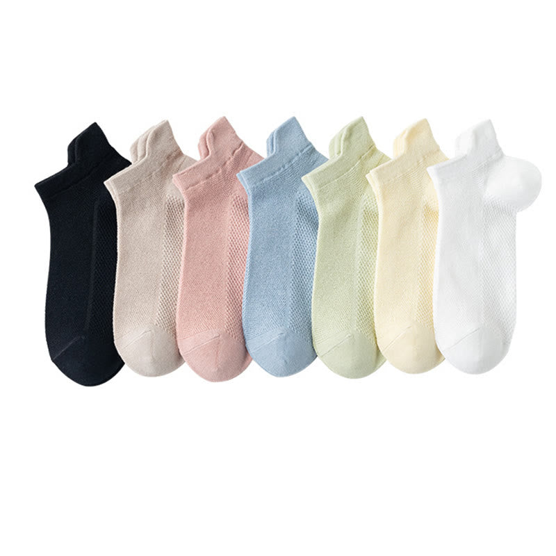 Classic Colors Mesh Ankle Socks(7 Pairs) - Multicolor - EU36-40(US3-7) - image 3