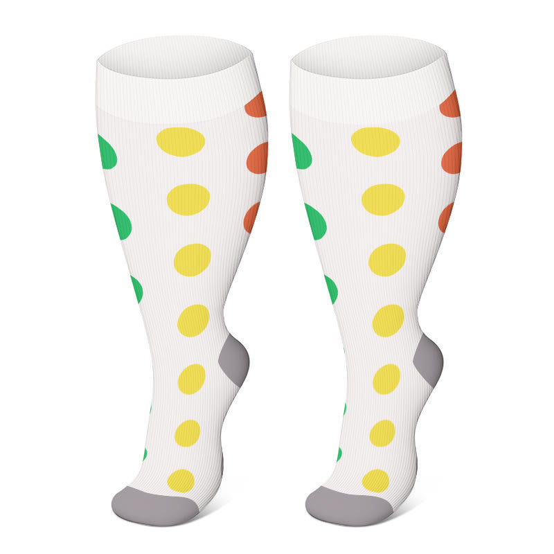 Plus Size Polka Dots Heart Compression Socks