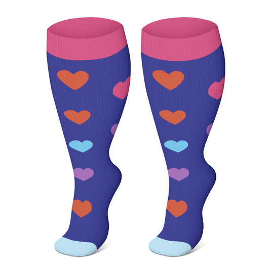 Plus Size Polka Dots Heart Compression Socks