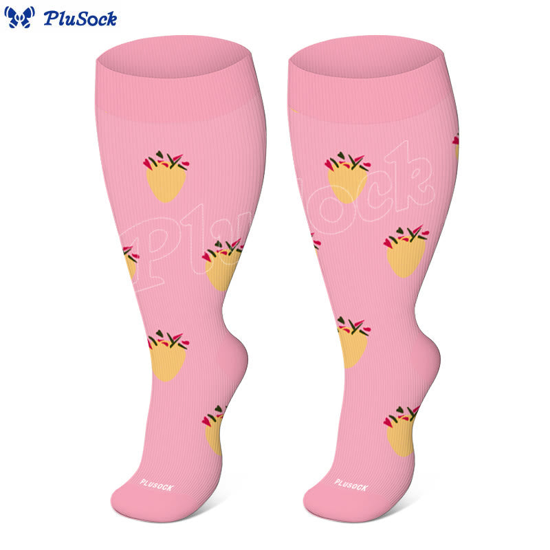 Plus Size Dog Footprints Pineapple Compression Socks 2XL-7XL(3 Pairs) - image 8
