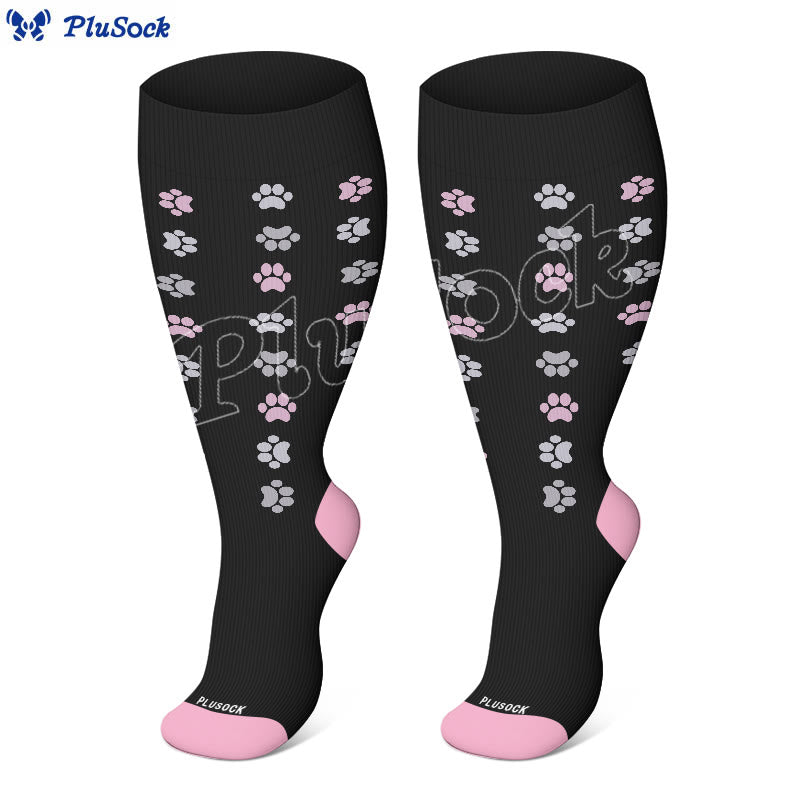 Plusock Plus Size Dog Footprints Pineapple Compression Socks 2XL-7XL(3 Pairs) - image 7