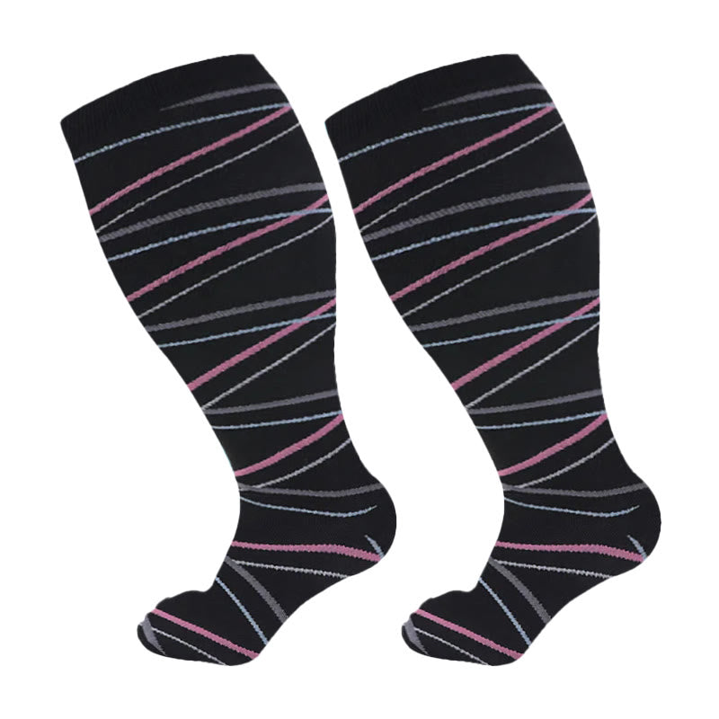 Plus Size Dog Footprints Pineapple Compression Socks 2XL-7XL(3 Pairs) - Black - 7XL - image 11