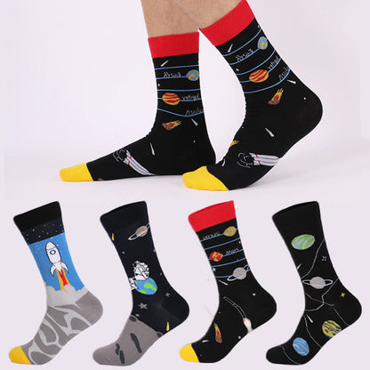 Astronaut Constellation Quarter Socks(4 Pairs) - Multicolor - EU44-49(US10-14) - image 0