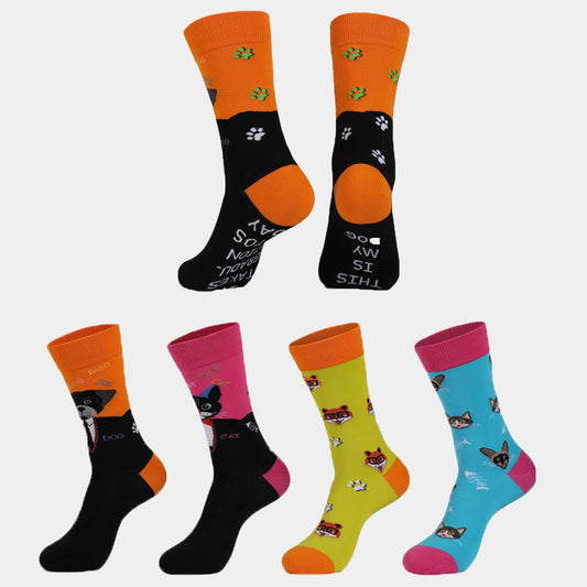 Plus Siz Cats Dogs Series Quarter Socks(4 Pairs) - image 1