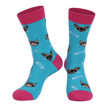 Plus Siz Cats Dogs Series Quarter Socks(4 Pairs) - image 13