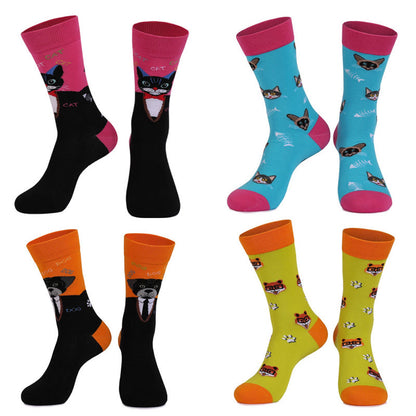 Plus Siz Cats Dogs Series Quarter Socks(4 Pairs) - Multicolor - EU44-49(US10-14) - image 6