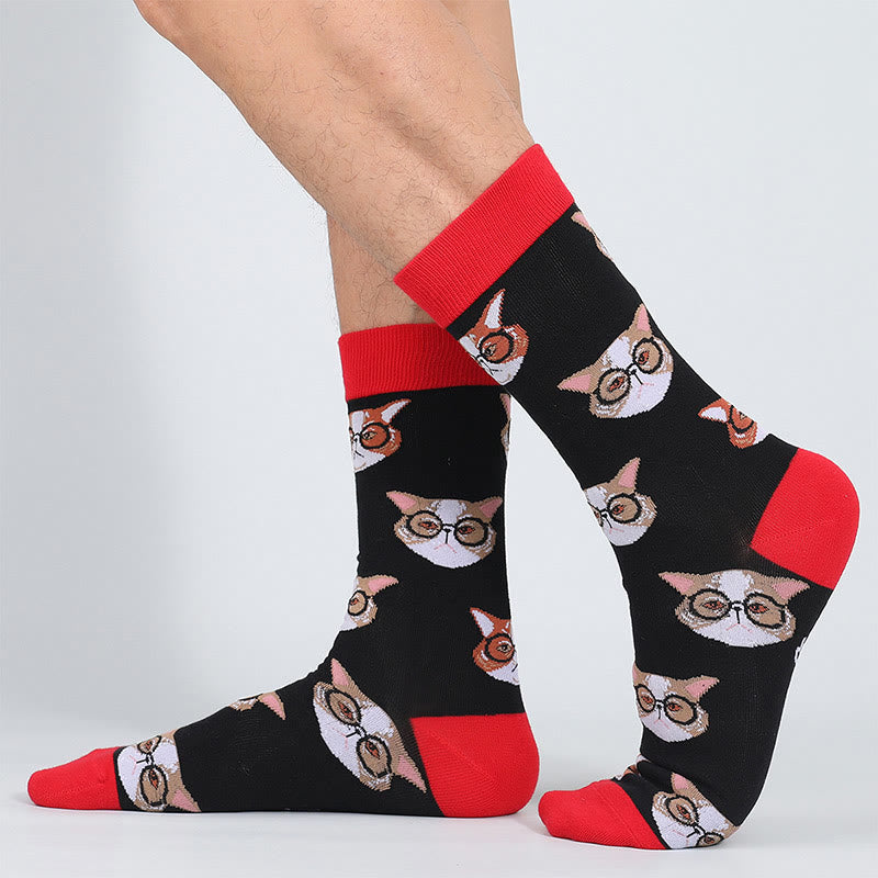 Plus Size Glasses Cat Quarter Socks(5 Pairs) - image 3