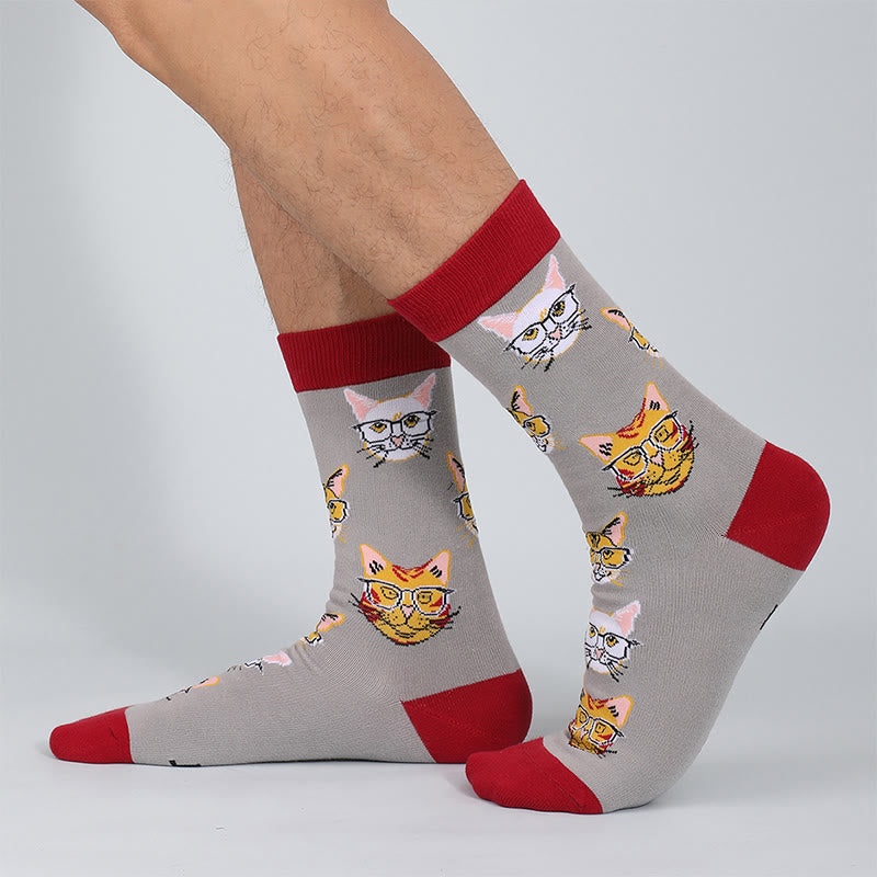 Plus Size Glasses Cat Quarter Socks(5 Pairs) - image 6