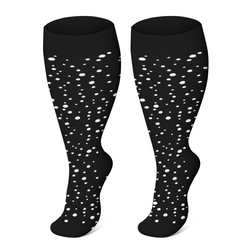 Plus Size Black Brown Compression Socks - Polka Dots - 4XL - image 3