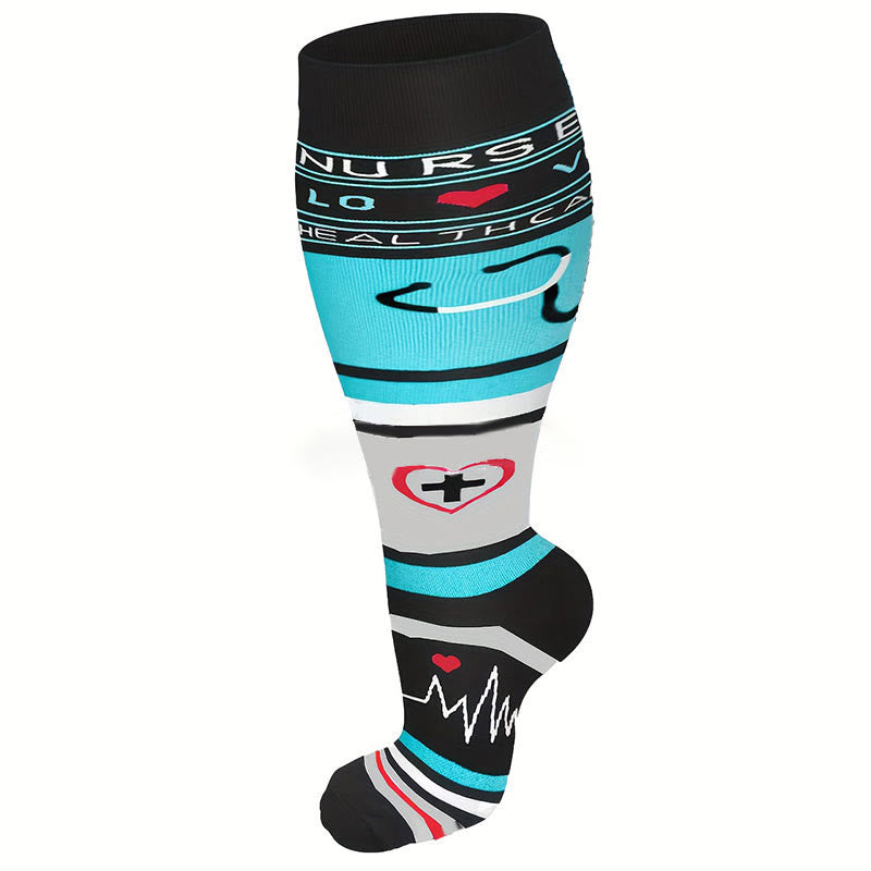 Plus Size Medical Devices Pattern Compression Socks - image 2