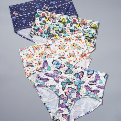 Butterfly Printed High Waist Brief(4 Packs) - Multicolor - 5XL - image 0