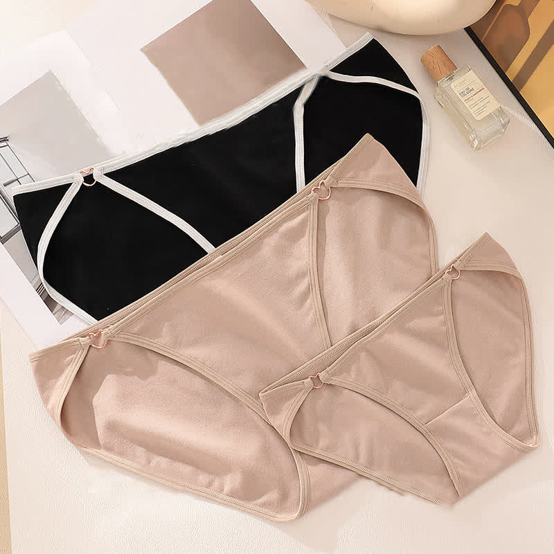 Low-rise Sexy Cotton Heart Hollow Out Brief(3 Packs) - image 1