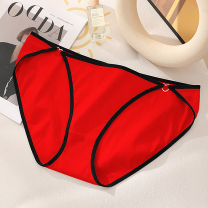 Low-rise Sexy Cotton Heart Hollow Out Brief(3 Packs) - Red - 4XL - image 6