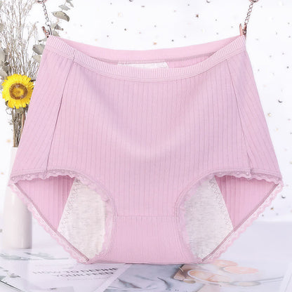 Solid Color Cotton High Waist Period Brief(3 Packs) - Taro Purple - 6XL - image 6
