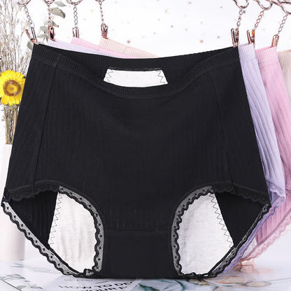 Solid Color Cotton High Waist Period Brief(3 Packs) - image 3