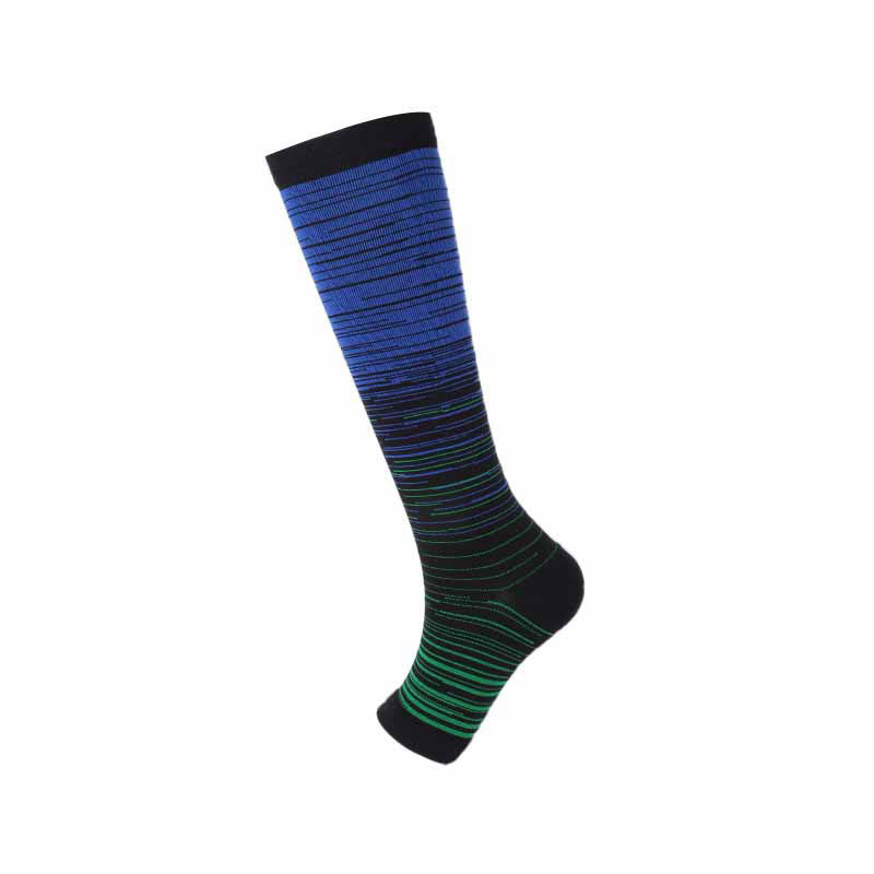 Plus Size Open Toe Line Compression Socks(3 Pairs) - Blue - EU43-46(US9-12) - image 8