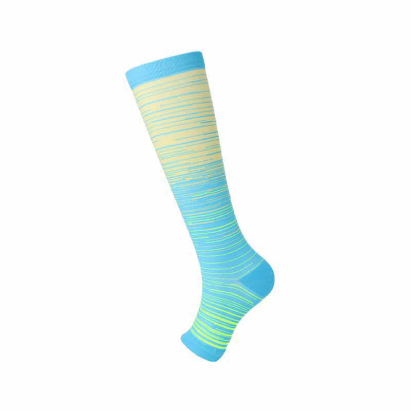 Plus Size Open Toe Line Compression Socks(3 Pairs) - Yellow - EU43-46(US9-12) - image 8