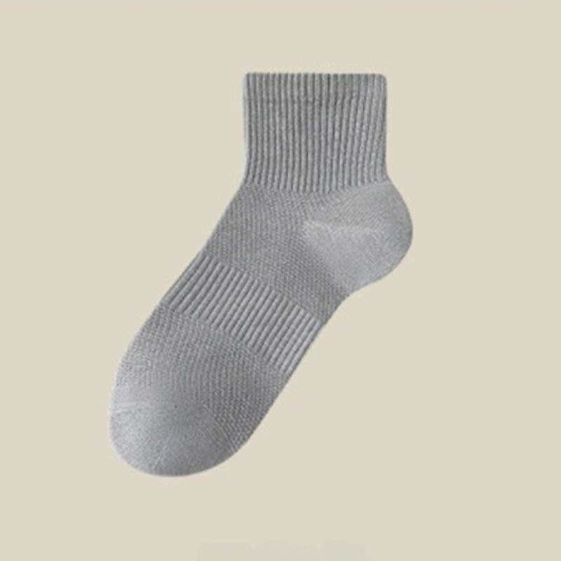 Summer Solid Color Ankle Socks(5 Pairs) - Light Gray - EU45-50(US11-15) - image 7
