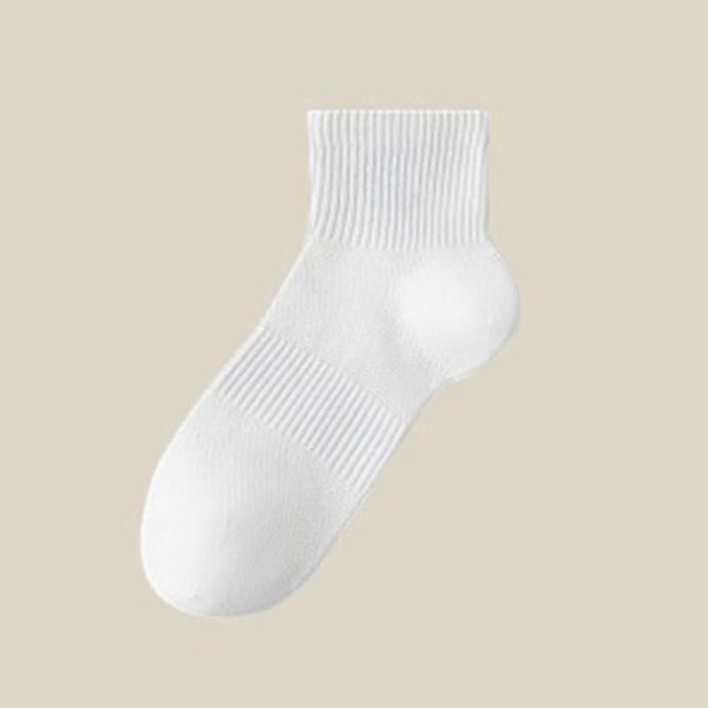 Summer Solid Color Ankle Socks(5 Pairs) - White - EU45-50(US11-15) - image 6