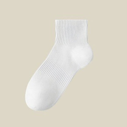 Summer Solid Color Ankle Socks(5 Pairs) - White - EU45-50(US11-15) - image 6