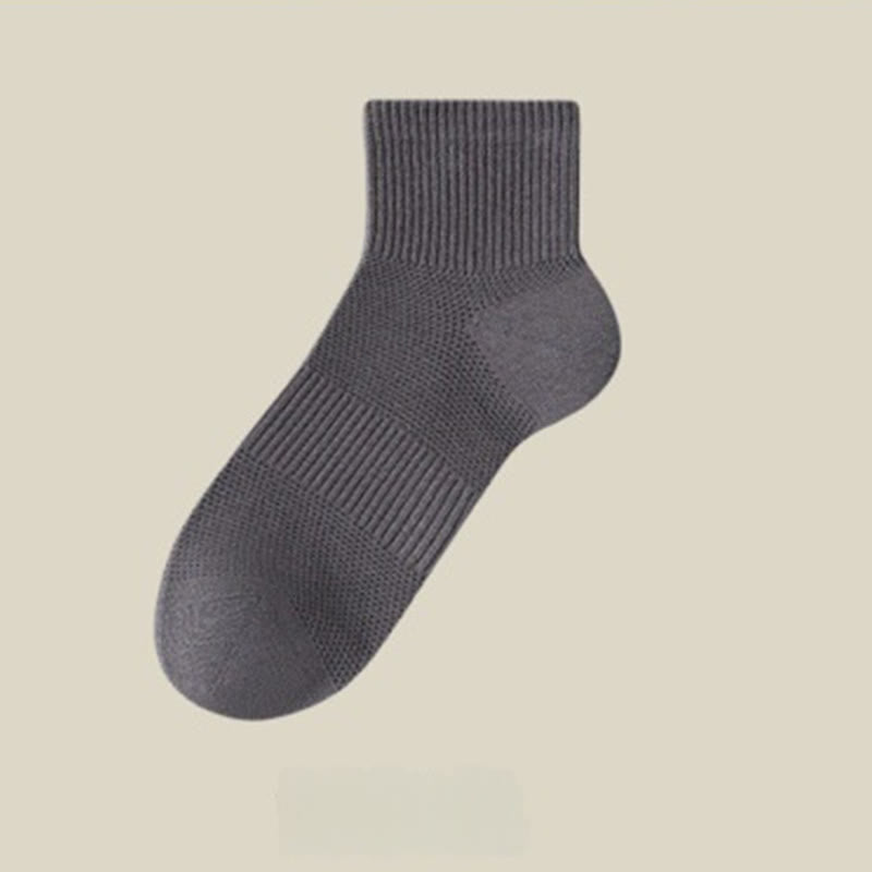 Summer Solid Color Ankle Socks(5 Pairs) - Dark Grey - EU45-50(US11-15) - image 8