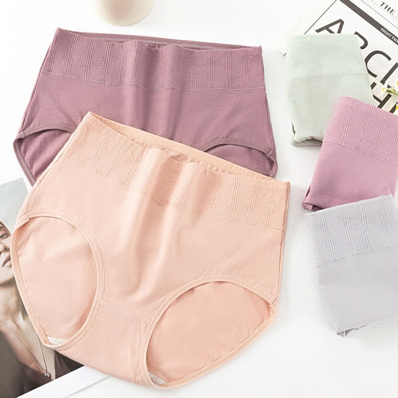 Cotton High Waist Jacquard Breathable Brief(3 Packs) - image 2