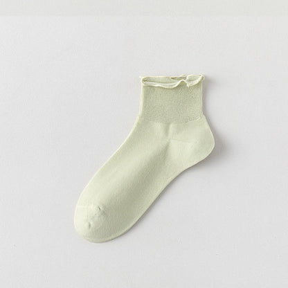 Laciness Solid Color Ankle Socks(10 Pairs) - Light Green - EU36-40(US3-7) - image 17