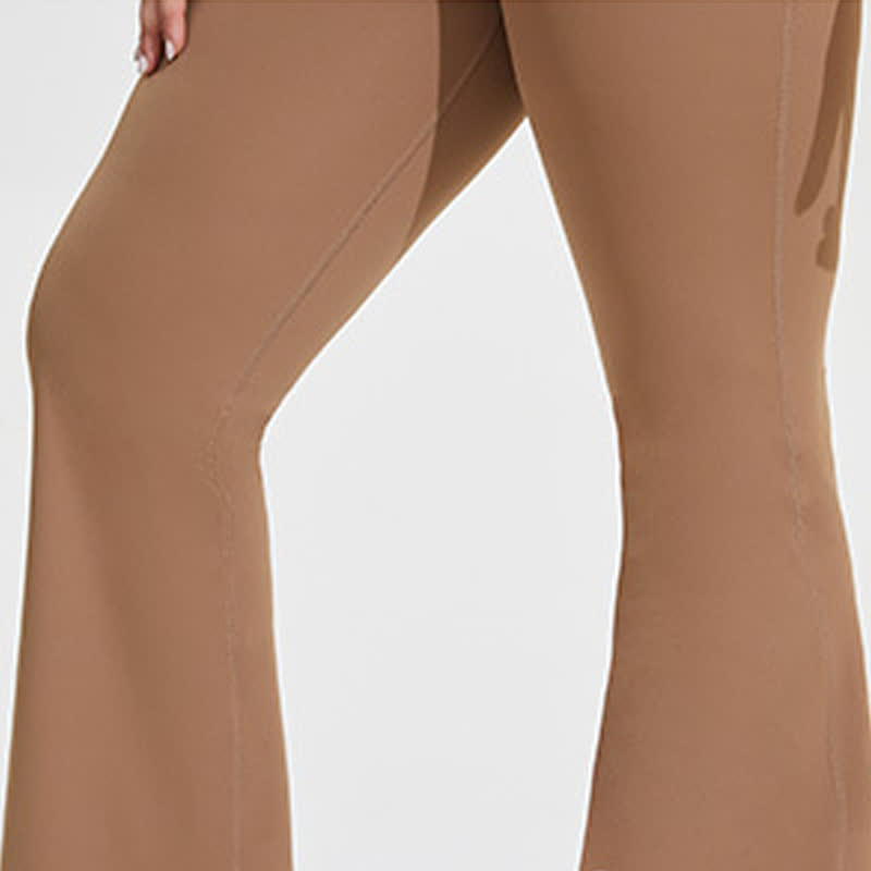 Solid Color Stretchy Yoga Flare Pants - image 5