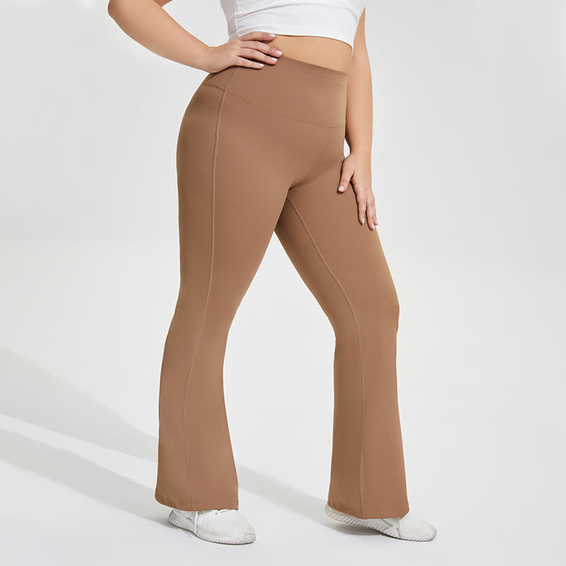 Solid Color Stretchy Yoga Flare Pants - image 1