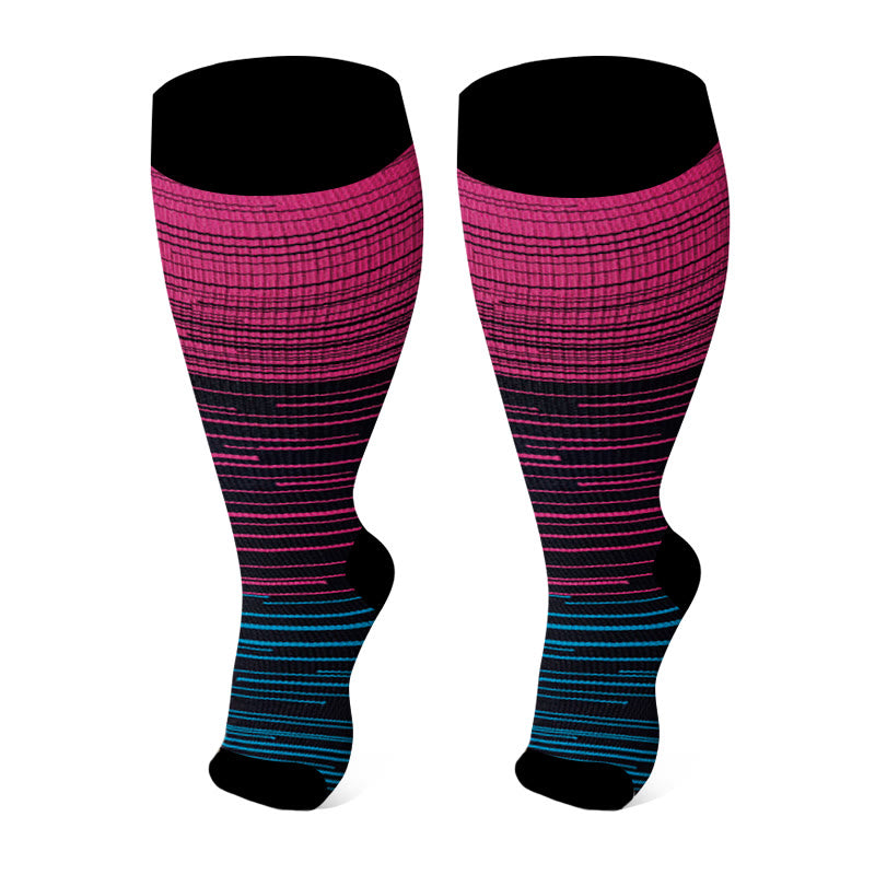 Plus Size Open Toe Compression Socks(3 Pairs) - Rose - 4XL - image 7