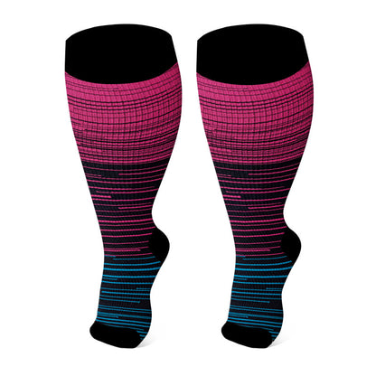 Plus Size Open Toe Compression Socks(3 Pairs) - Rose - 4XL - image 7