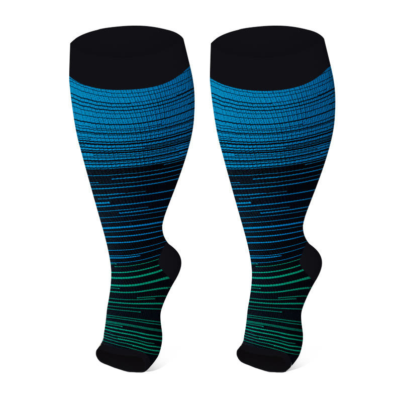Plus Size Open Toe Compression Socks(3 Pairs) - Blue - 4XL - image 8