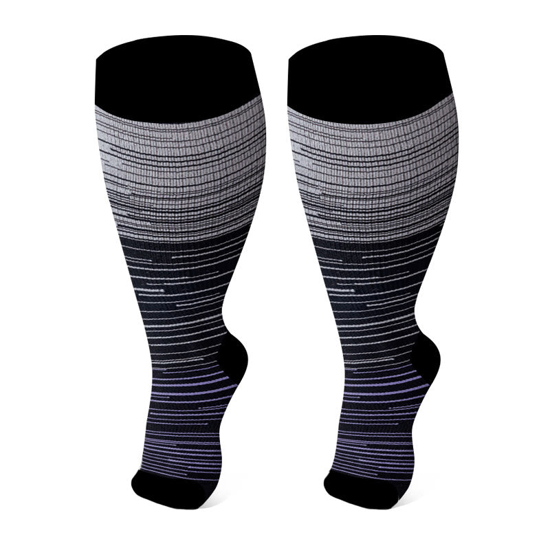 Plus Size Open Toe Compression Socks(3 Pairs) - Purple - 4XL - image 6