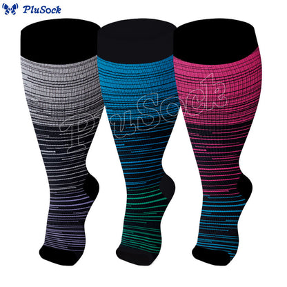Plus Size Open Toe Compression Socks(3 Pairs) - image 1