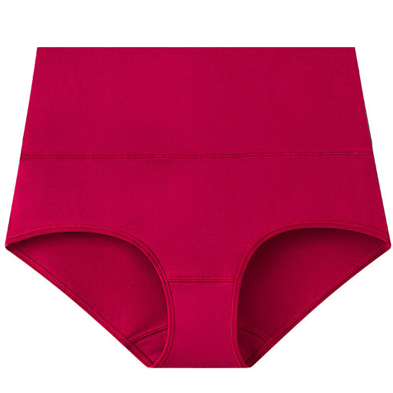 Solid Color Basic High Waist Brief(3 Packs) - Red - 5XL - image 2