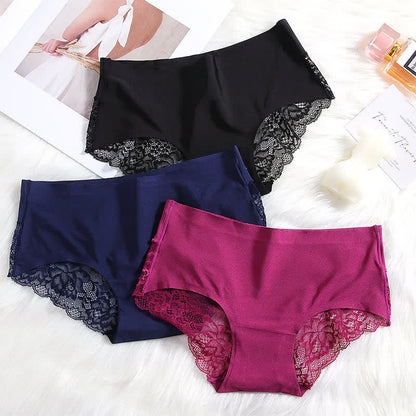 Mid-rise Sexy Ice Lace Brief(3 Packs)