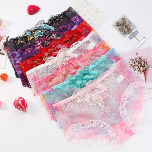 Plus Size Sexy Embroidered Lace Brief(3 Packs)