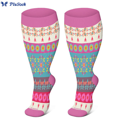 Plus Size Retro Color Matching Compression Socks(3 Pairs)
