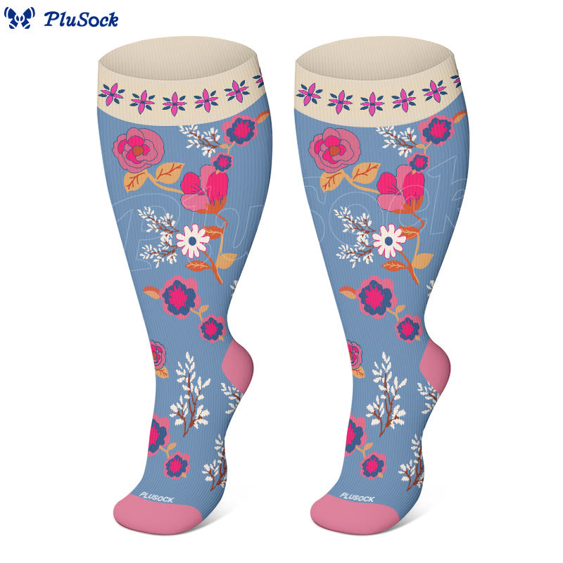 Plus Size Retro Color Matching Compression Socks(3 Pairs)