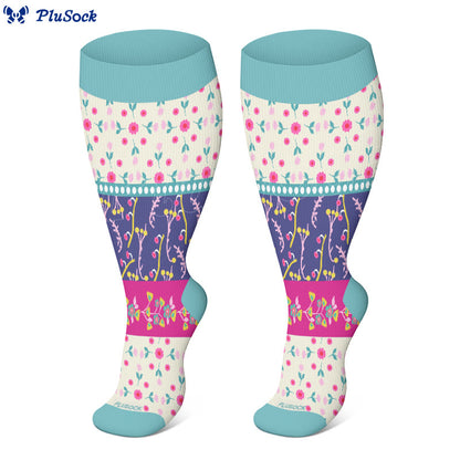 Plus Size Retro Color Matching Compression Socks(3 Pairs)