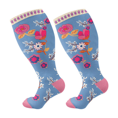 Plus Size Retro Color Matching Compression Socks(3 Pairs)