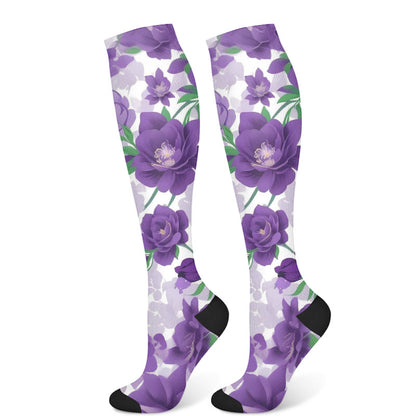 Purple Flower Series Compression Socks(3 Pairs)
