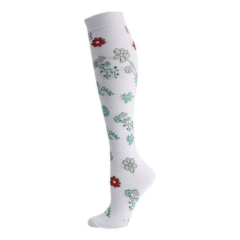 Cute Cat Bird Flowers Compression Socks(6 Pairs) - image 1
