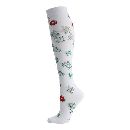 Cute Cat Bird Flowers Compression Socks(6 Pairs) - image 1