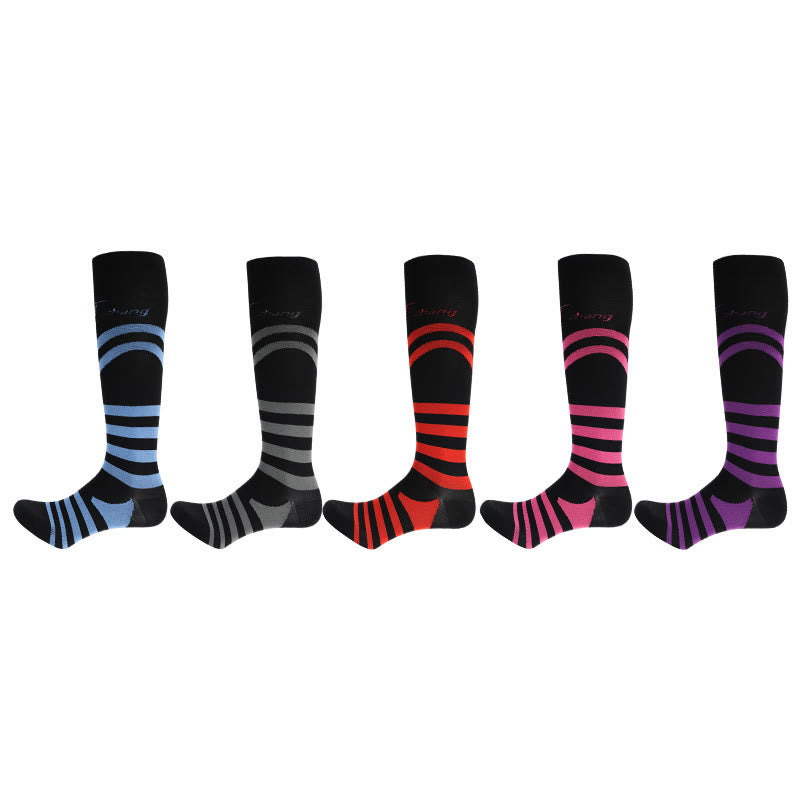 Letter Stripes Compression Socks(5 Pairs)