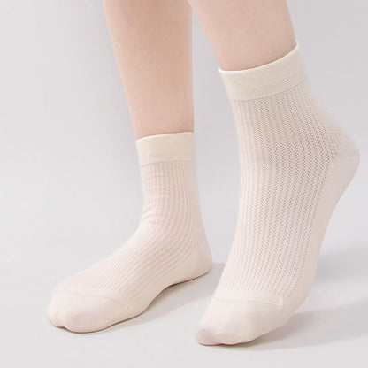 Solid Color Cotton Mesh Quarter Socks(7 Pairs)