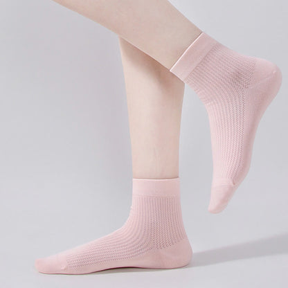 Solid Color Cotton Mesh Quarter Socks(7 Pairs)