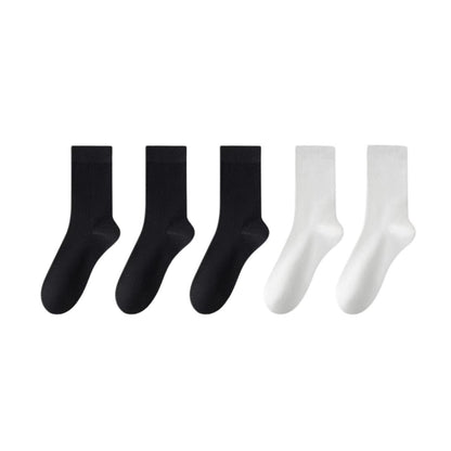 Stylish Cotton Quarter Socks(5 Pairs) - Black*3+White*2 - EU39-45(US6-11) - image 14