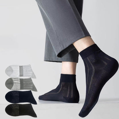 Transparent Ice Silk Ankle Socks(4 Pairs) - Multicolor - EU39-45(US6-11) - image 1